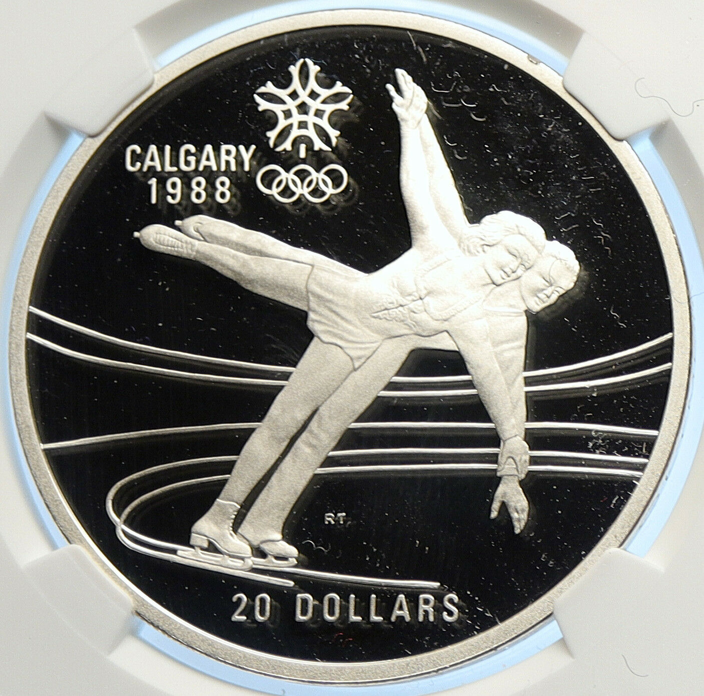 1987 CANADA 1988 CALGARY OLYMPICS Ice Skating Proof Silver $20 Coin NGC i106648