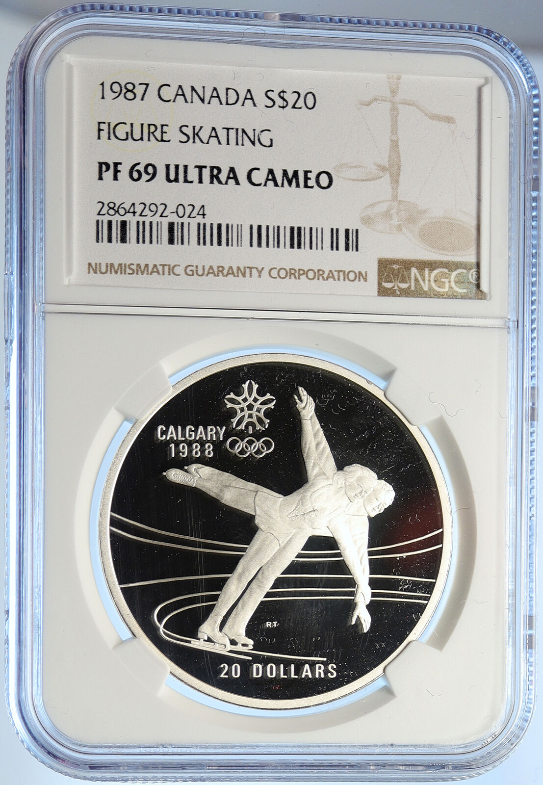 1987 CANADA 1988 CALGARY OLYMPICS Ice Skating Proof Silver $20 Coin NGC i106648