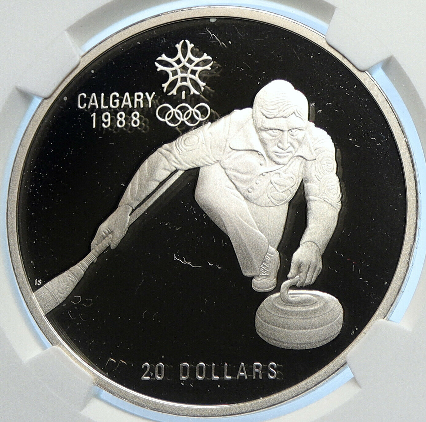 1987 CANADA 1988 CALGARY OLYMPICS Ice Curling Proof Silver $20 Coin NGC i106651