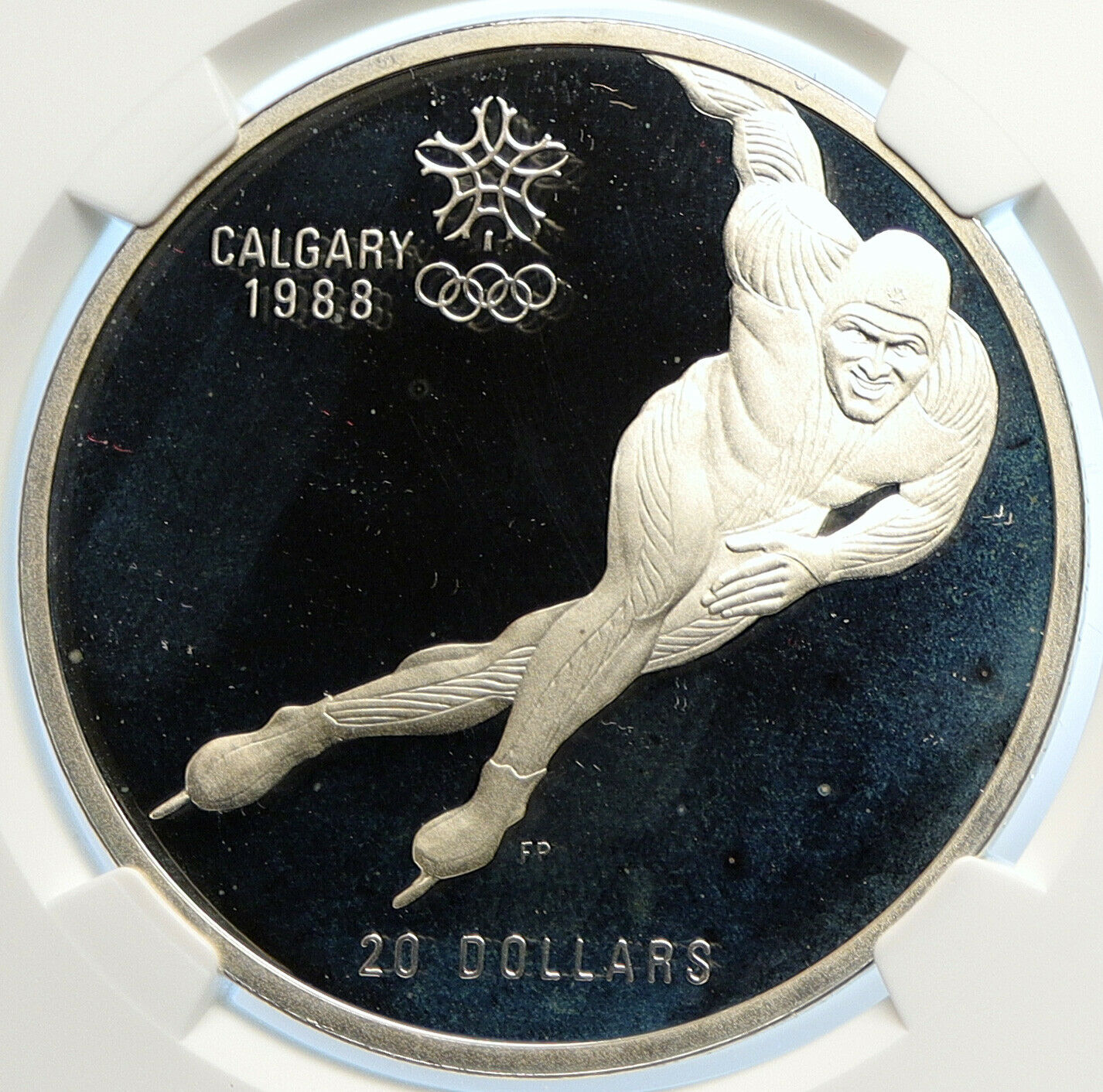 1985 CANADA 1988 CALGARY OLYMPIC Speed Skating Proof Silver $20 Coin NGC i106635