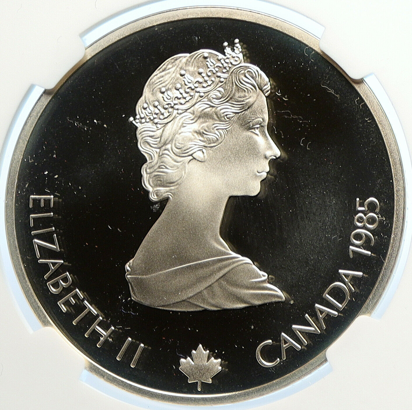 1985 CANADA Old 1988 CALGARY OLYMPICS Skiing Proof Silver $20 Coin NGC i106632