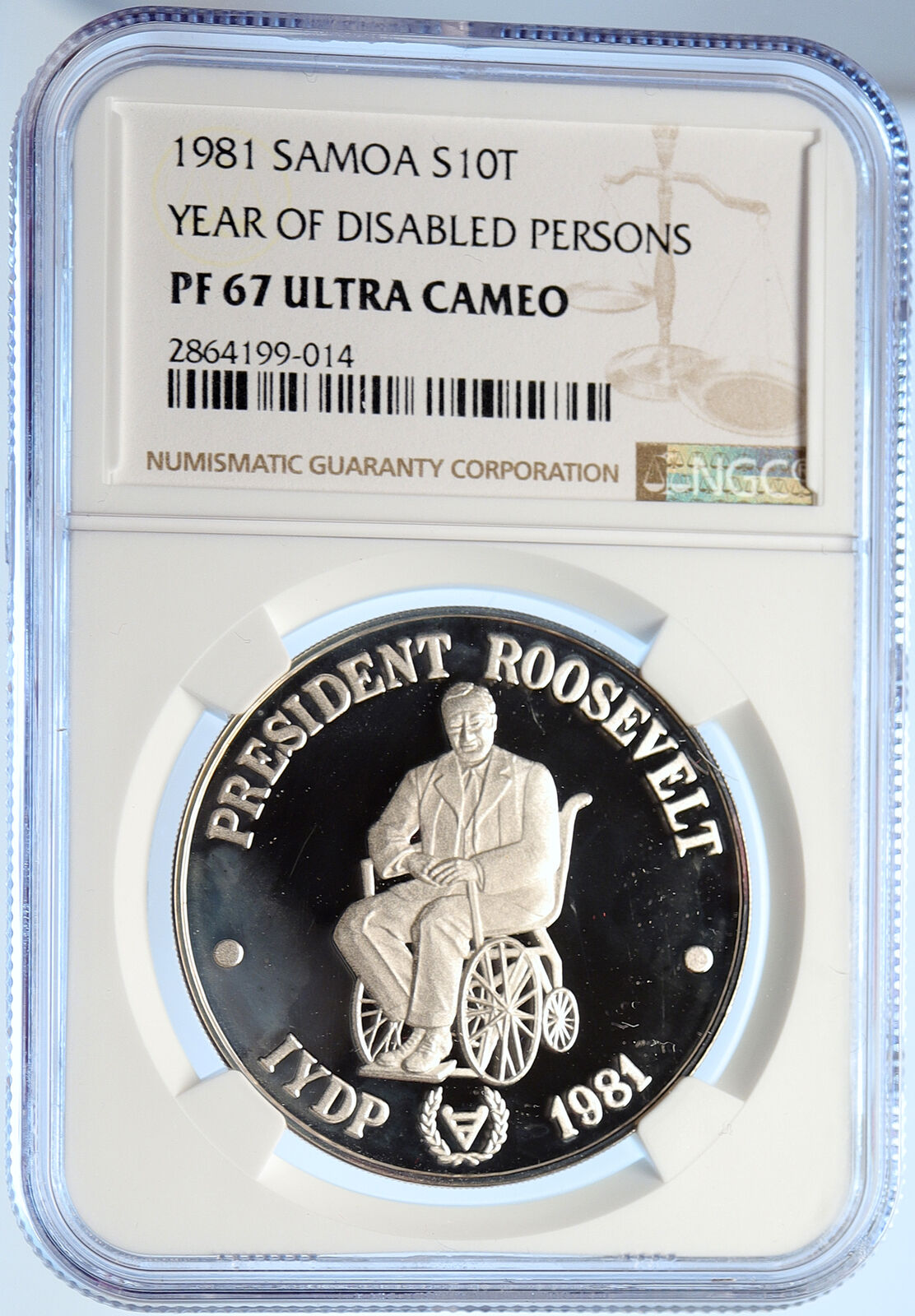 1981 SAMOA UK US President ROOSEVELT Old Proof Silver 10 Tala Coin NGC i106608