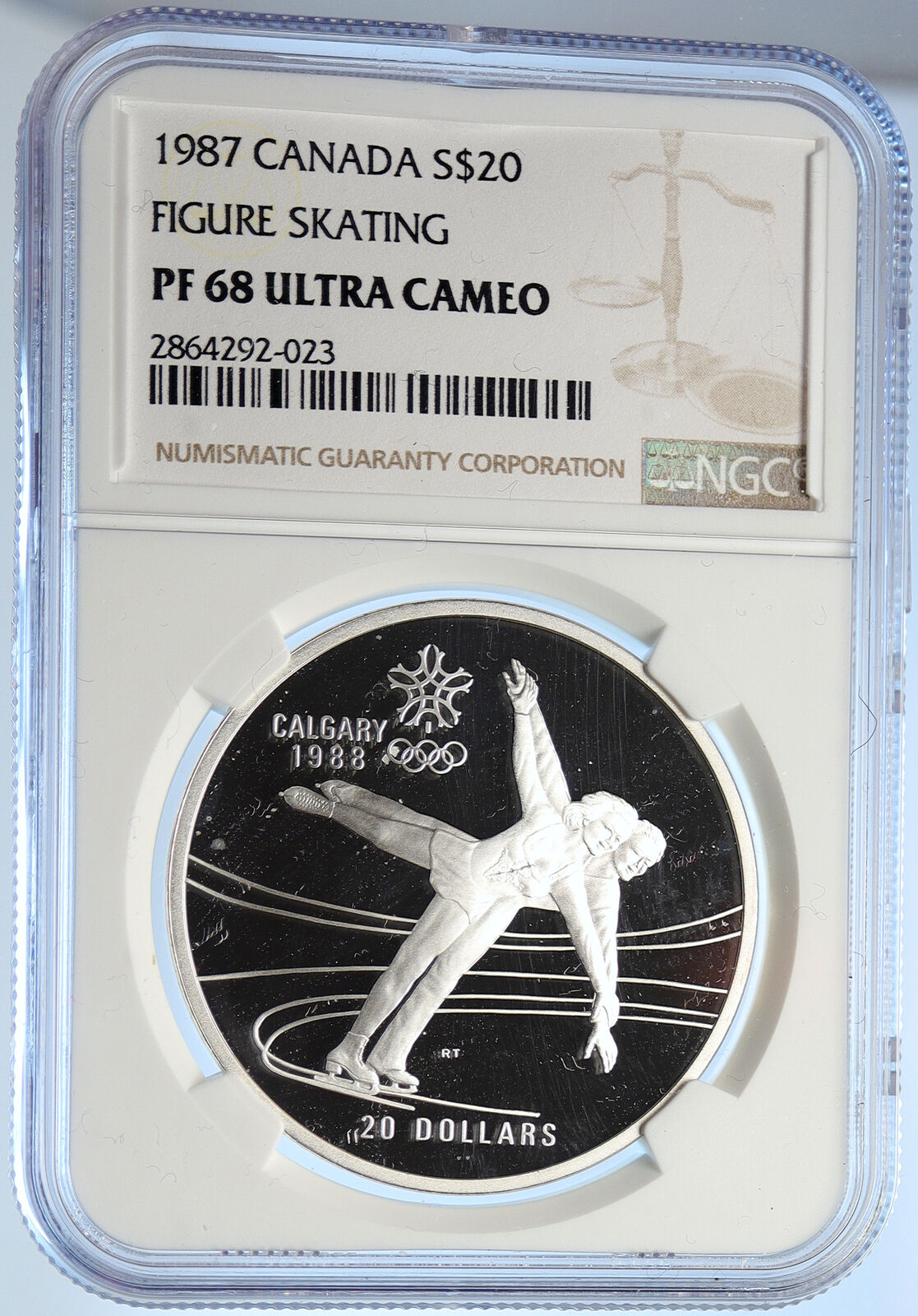 1987 CANADA 1988 CALGARY OLYMPICS Ice Skating Proof Silver $20 Coin NGC i106647