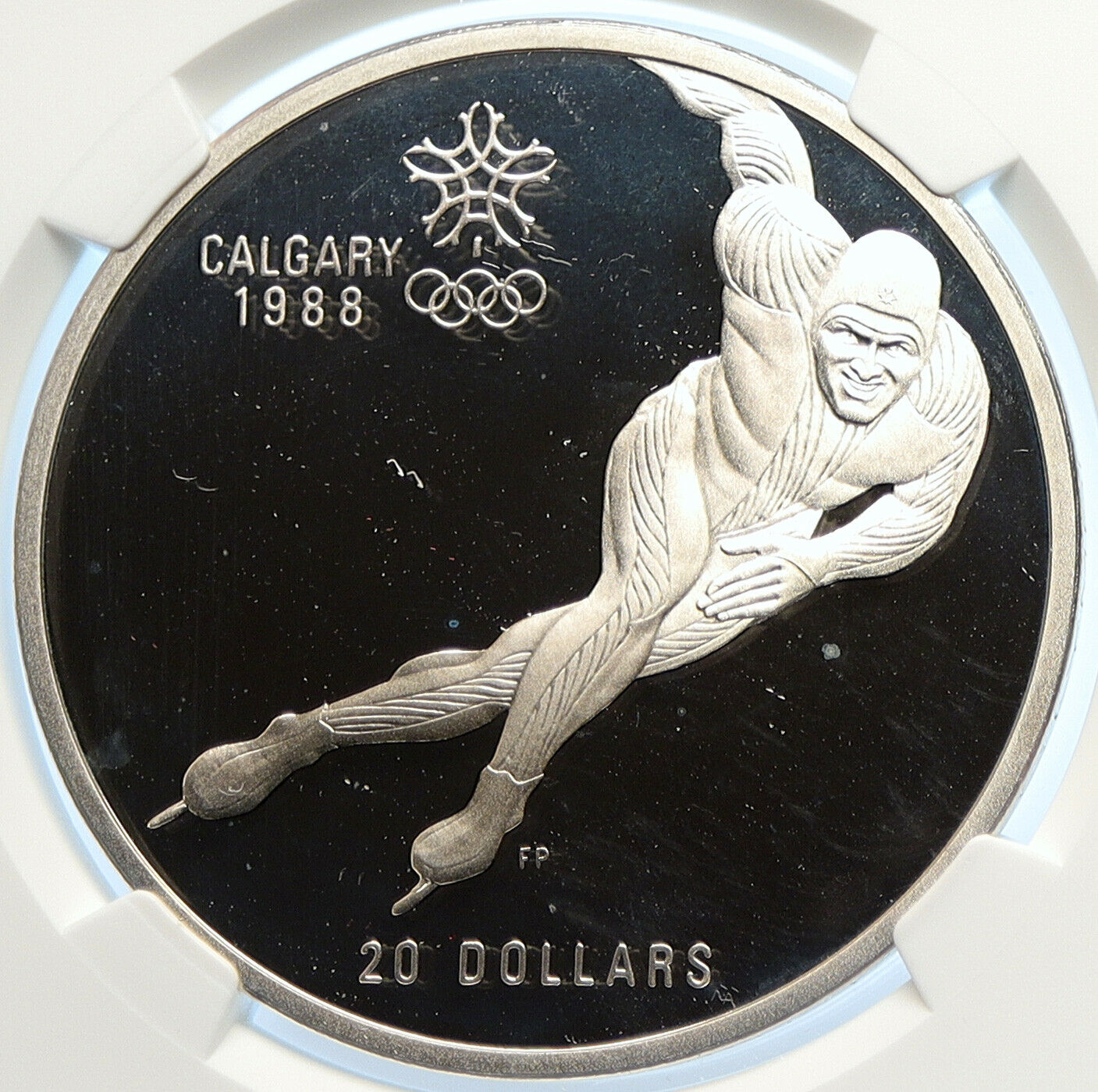 1985 CANADA 1988 CALGARY OLYMPIC Speed Skating Proof Silver $20 Coin NGC i106637