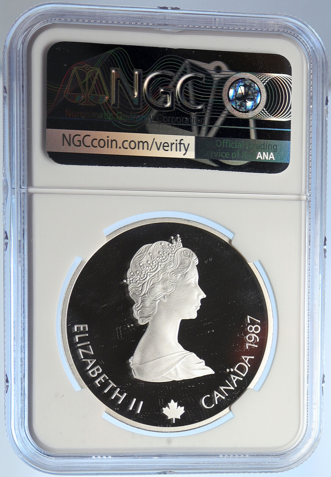 1987 CANADA 1988 CALGARY OLYMPICS Ski Jumping Proof Silver $20 Coin NGC i106644