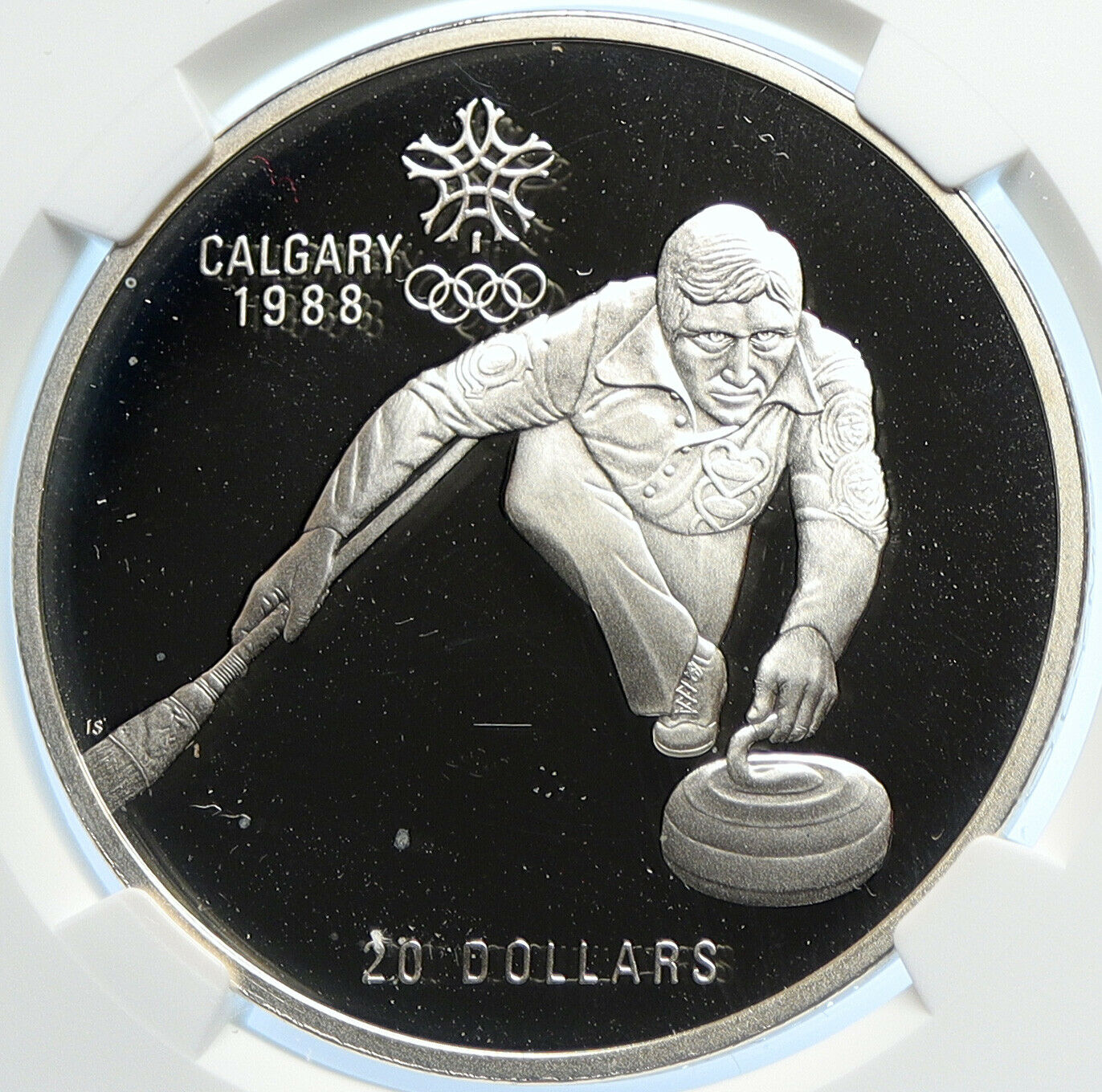 1987 CANADA 1988 CALGARY OLYMPICS Ice Curling Proof Silver $20 Coin NGC i106652