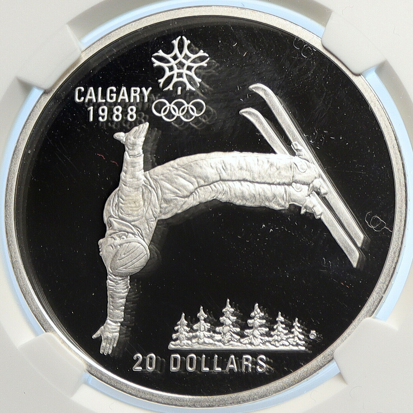 1986 CANADA 1988 CALGARY OLYMPICS Free Skiing Proof Silver $20 Coin NGC i106640