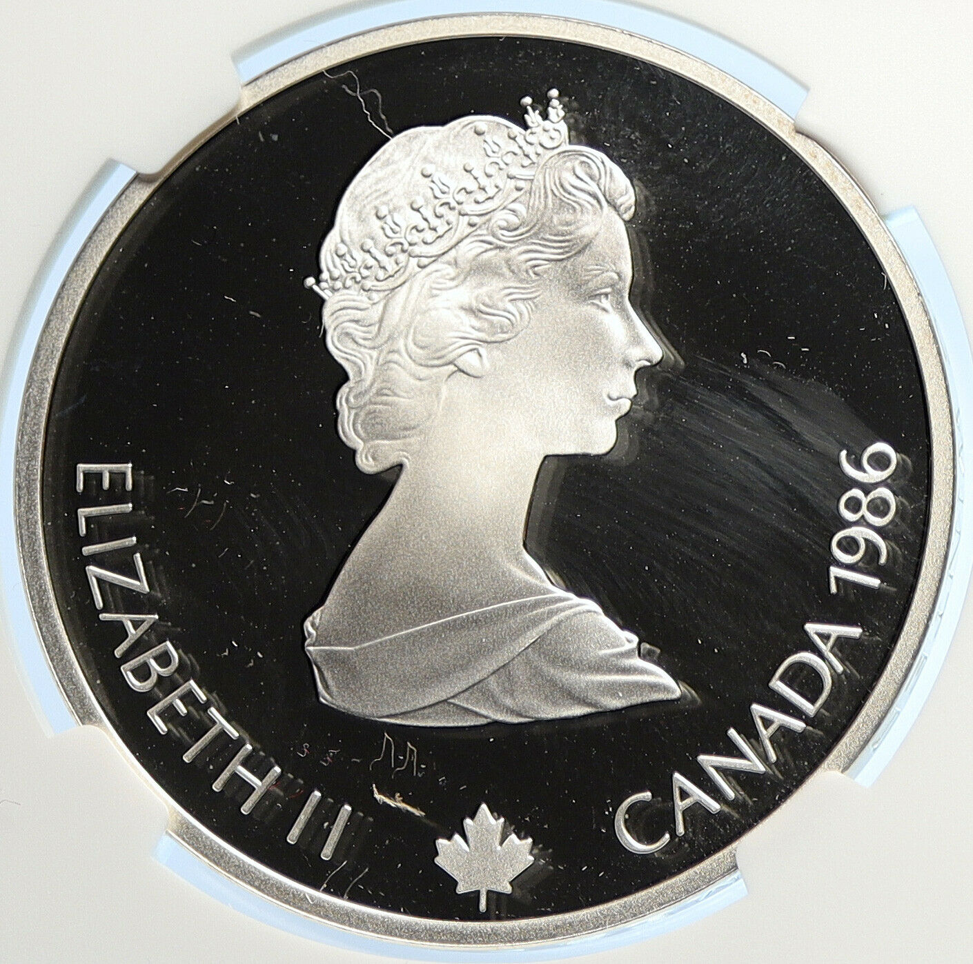 1986 CANADA 1988 CALGARY OLYMPICS Free Skiing Proof Silver $20 Coin NGC i106640