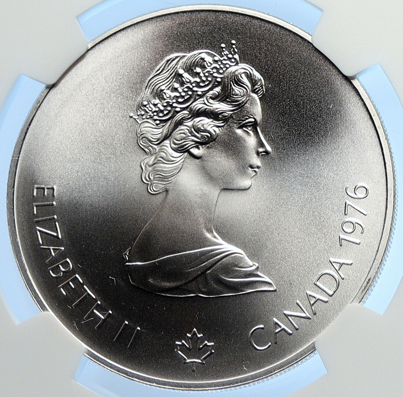 1976 CANADA Elizabeth II Olympics Montreal FENCING BU Silver $5 Coin NGC i106657