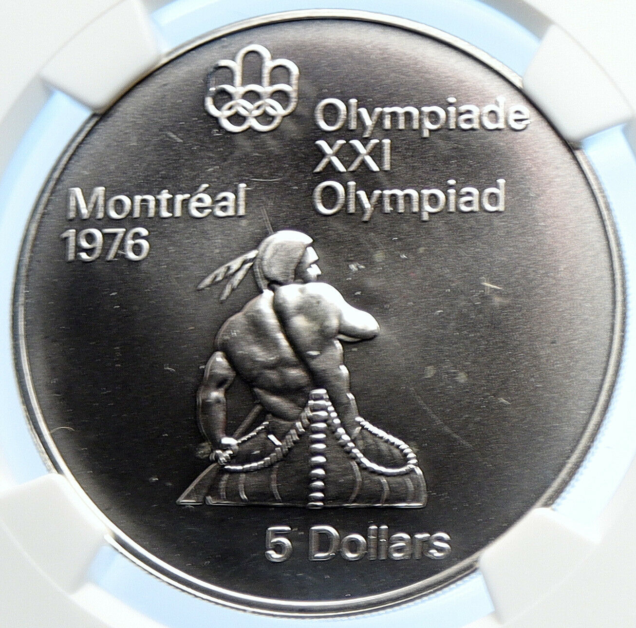 1974 CANADA Elizabeth II Olympic Montreal Native BU Silver $5 Coin NGC i106656