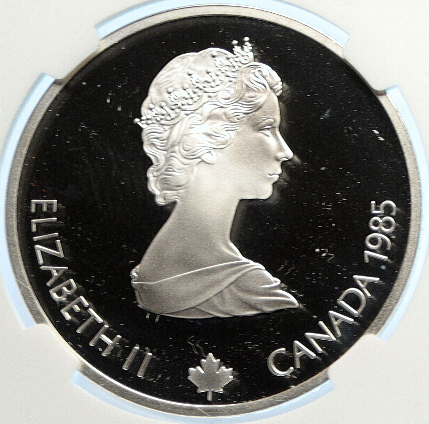 1985 CANADA Old 1988 CALGARY OLYMPICS Skiing Proof Silver $20 Coin NGC i106633