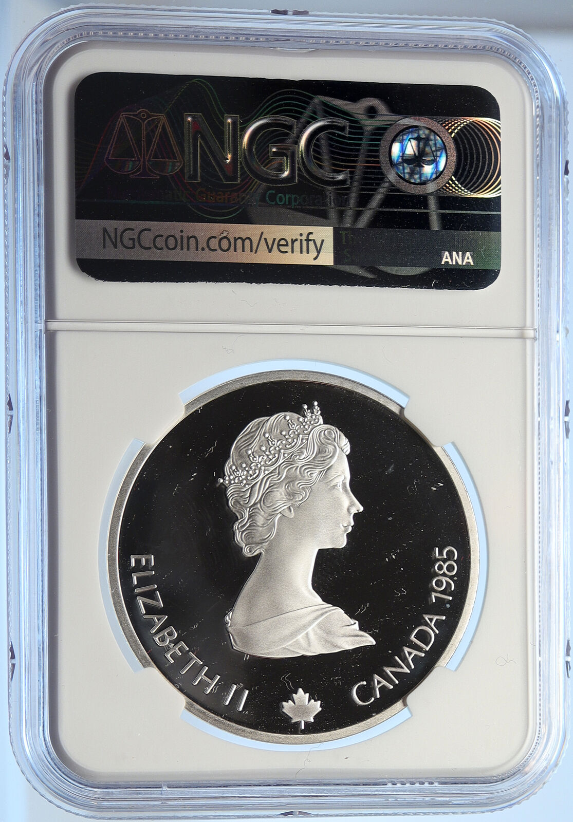 1985 CANADA Old 1988 CALGARY OLYMPICS Skiing Proof Silver $20 Coin NGC i106633