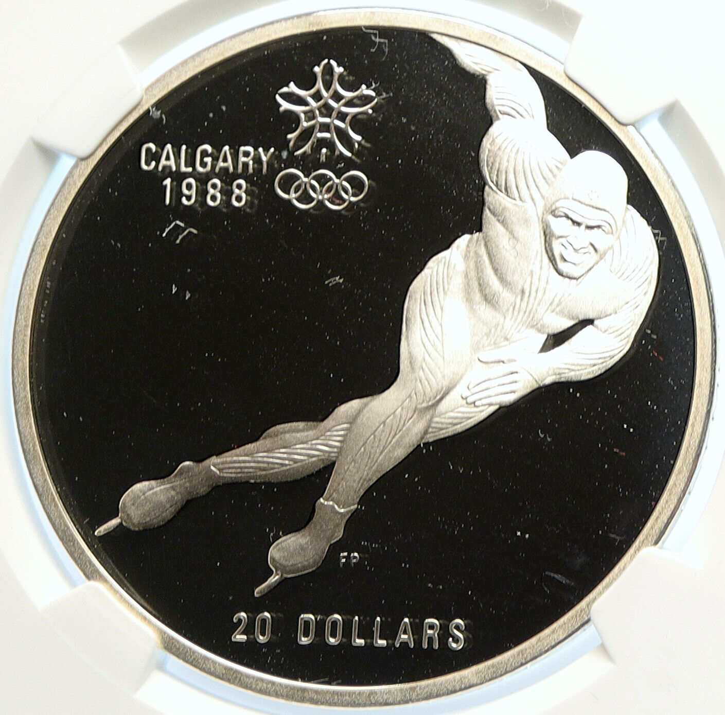 1985 CANADA 1988 CALGARY OLYMPIC Speed Skating Proof Silver $20 Coin NGC i106634