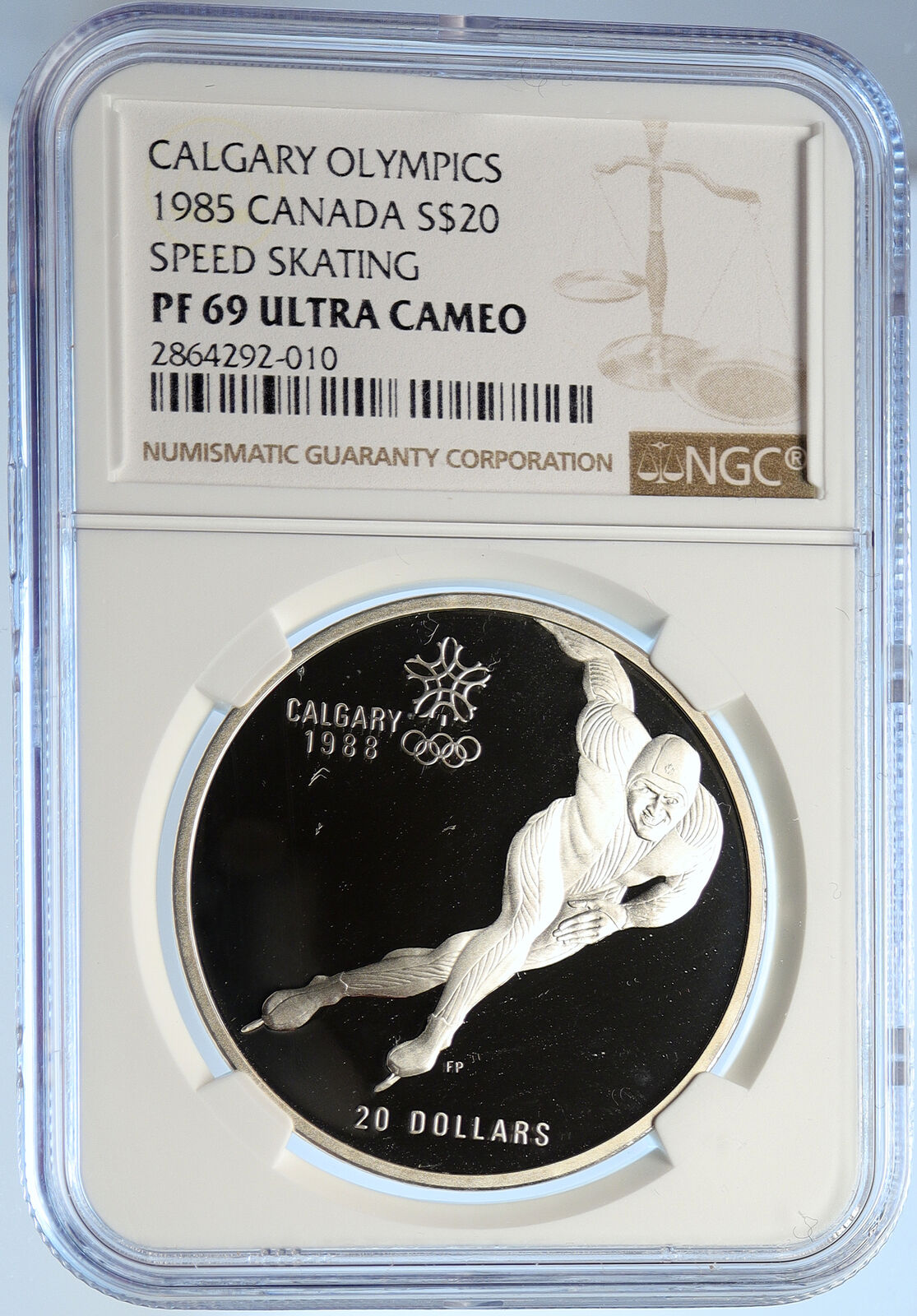 1985 CANADA 1988 CALGARY OLYMPIC Speed Skating Proof Silver $20 Coin NGC i106634