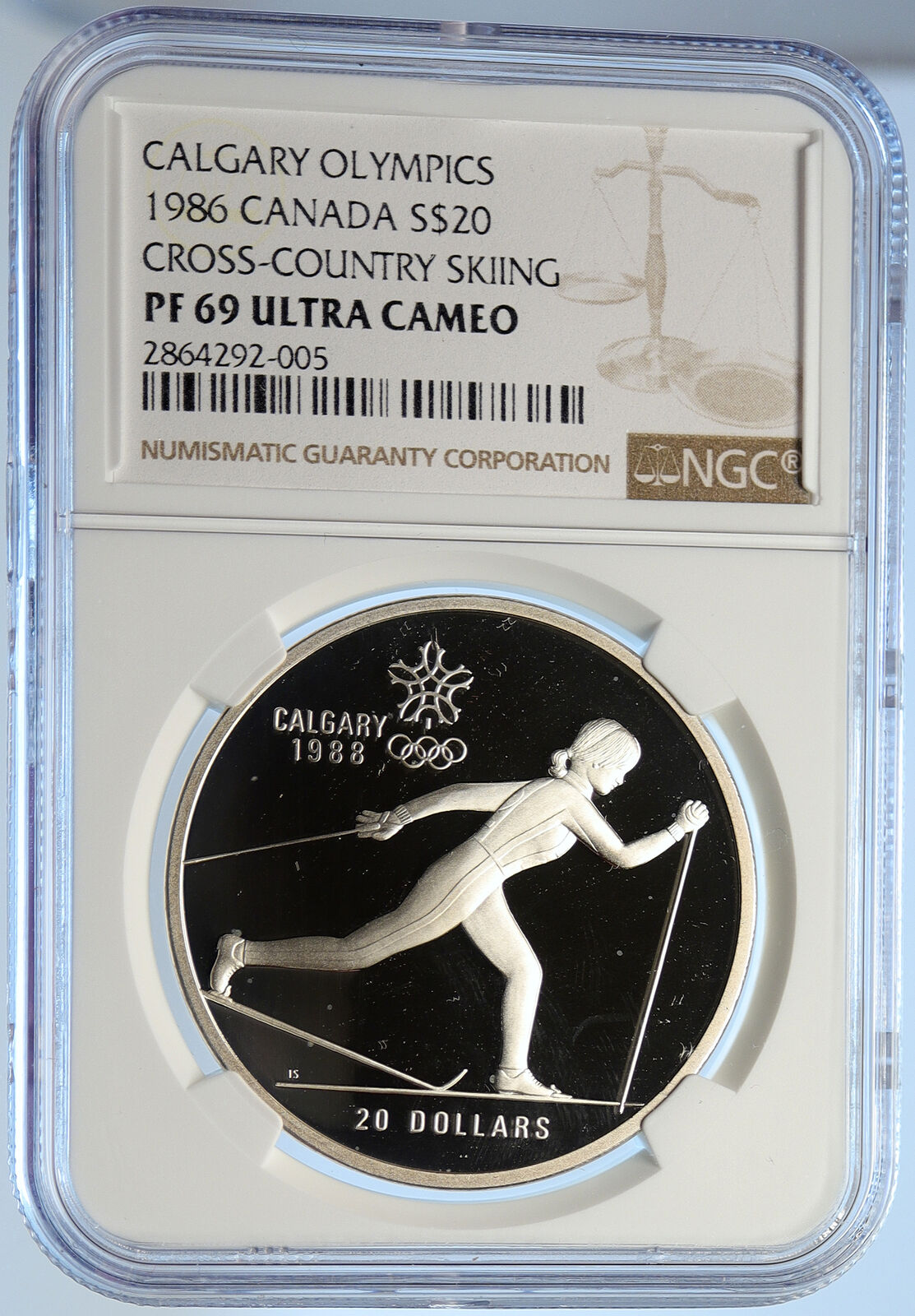 1986 CANADA 1988 CALGARY OLYMPIC CrossC Skiing Proof Silver $20 Coin NGC i106629