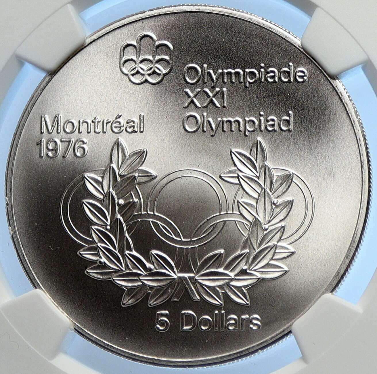 1974 CANADA Elizabeth II Olympics Montreal RINGS BU Silver $5 Coin NGC i106660