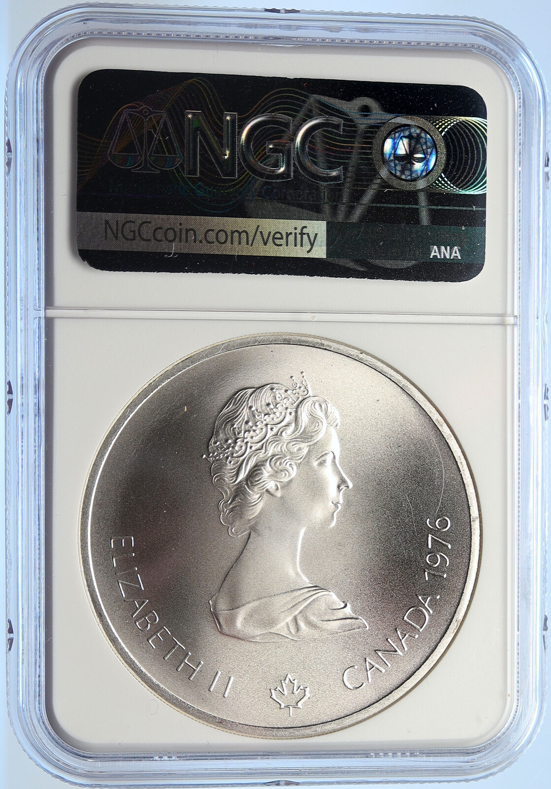 1976 CANADA Elizabeth II Olympics Montreal HOCKEY BU Silver $10 Coin NGC i106625