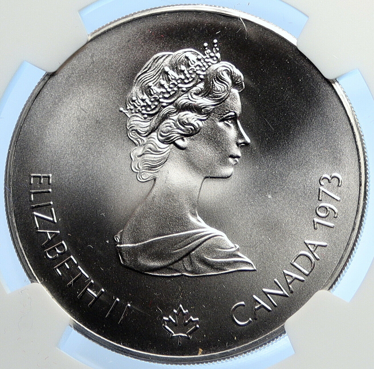 1973 CANADA Olympic at Montreal Vintage World Map BU Silver $5 Coin NGC i106662