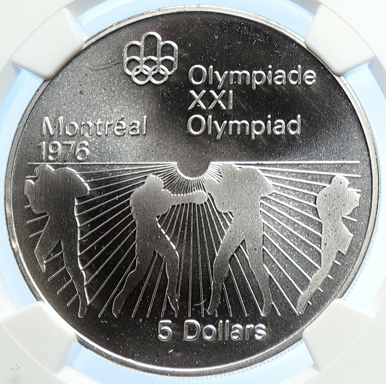 1976 CANADA Elizabeth II Olympics Montreal BOXING BU Silver $5 Coin NGC i106661