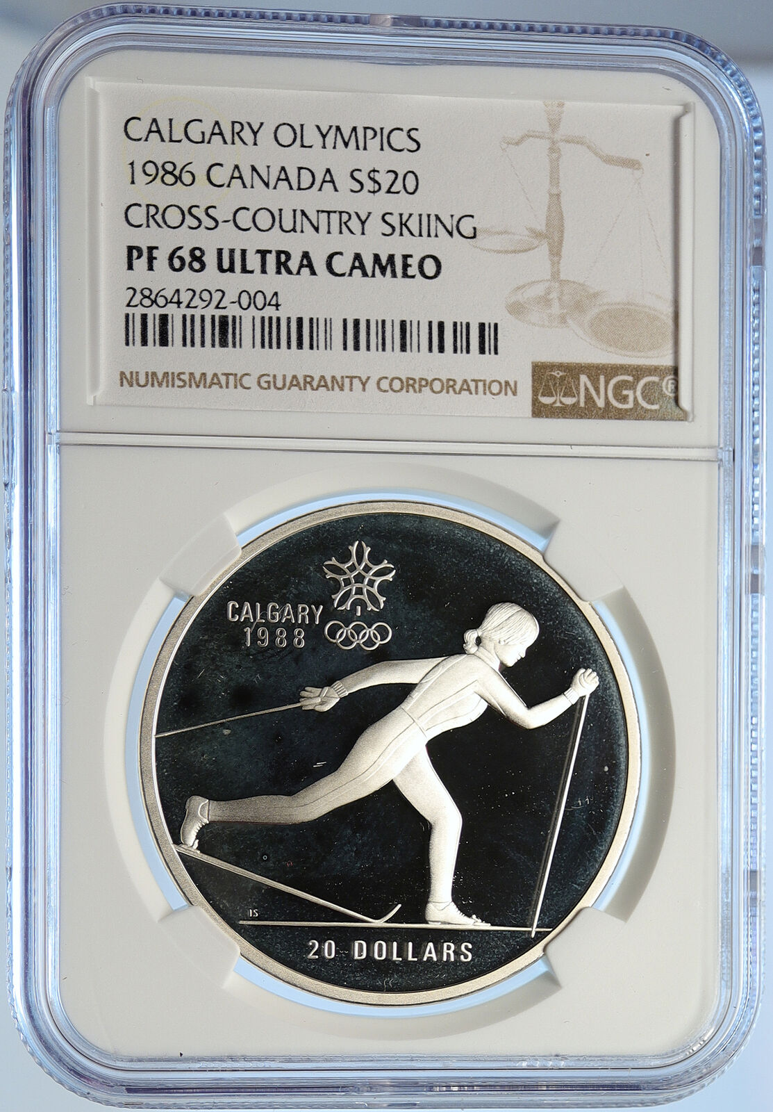 1986 CANADA 1988 CALGARY OLYMPIC CrossC Skiing Proof Silver $20 Coin NGC i106628