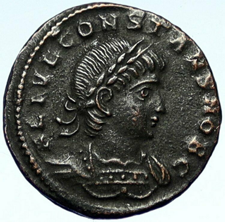 CONSTANS Authentic Ancient ANTIOCH 337AD Roman Coin WAR LEGION SOLDIERS i101027