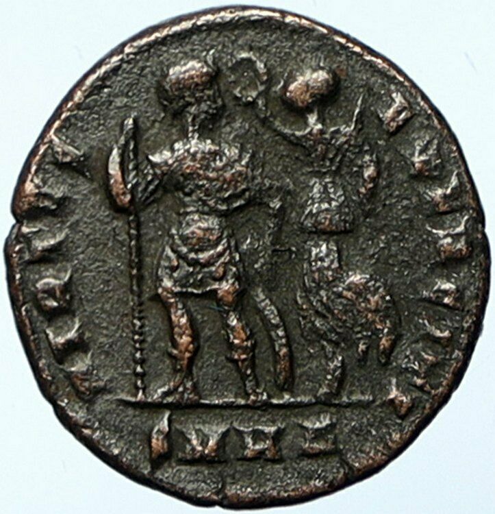 HONORIUS Heraclea Authentic Ancient OLD Roman Coin VICTORY Gives WREATH i100361