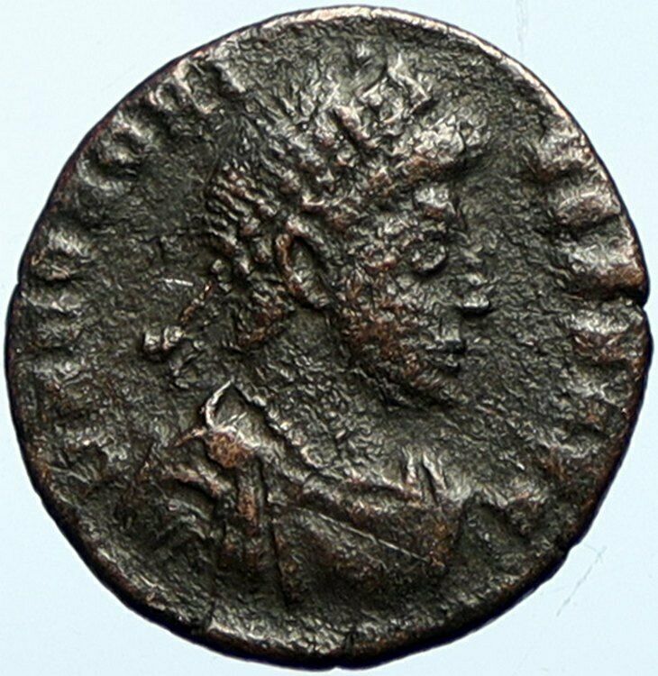 HONORIUS Heraclea Authentic Ancient OLD Roman Coin VICTORY Gives WREATH i100361