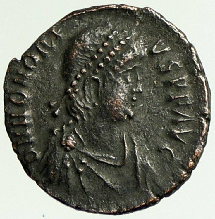 HONORIUS crowned by Victory 395AD Antioch Authentic Ancient Roman Coin i105075