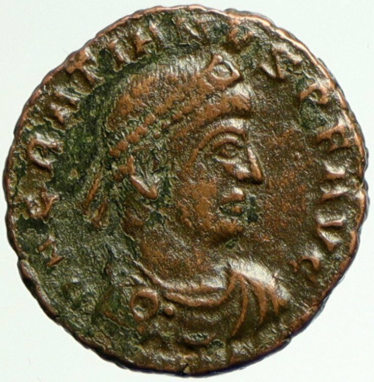 GRATIAN 367AD Authentic Ancient OLD Roman Coin CHRISTIAN CHI-RHO Captive i104369