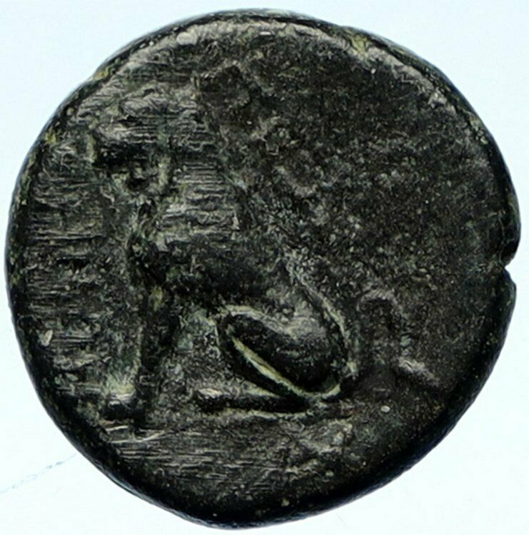 Peltai in Phrygia Authentic Ancient Old Greek Coin ATTIC HELMET & LION i102712