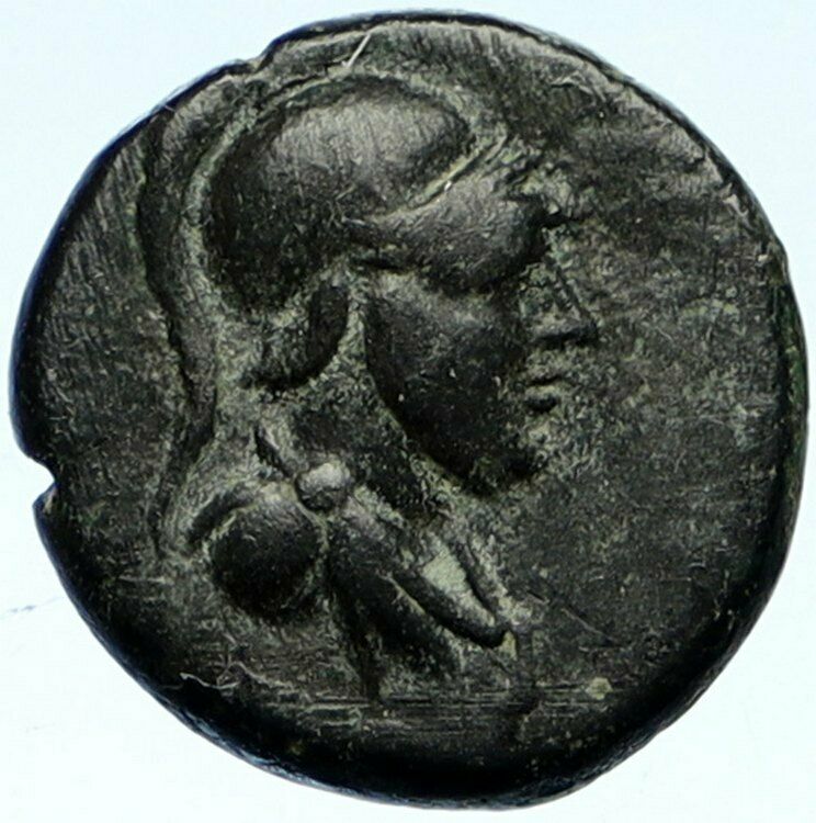 Peltai in Phrygia Authentic Ancient Old Greek Coin ATTIC HELMET & LION i102712