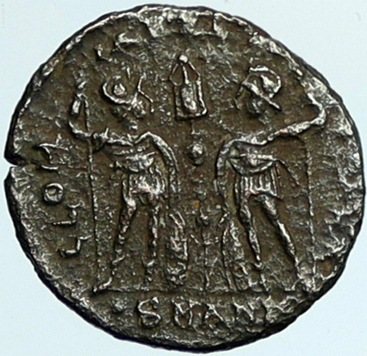 CONSTANTIUS II Authentic Ancient 337AD Roman Coin w LEGIONARY SOLDIERS i101645