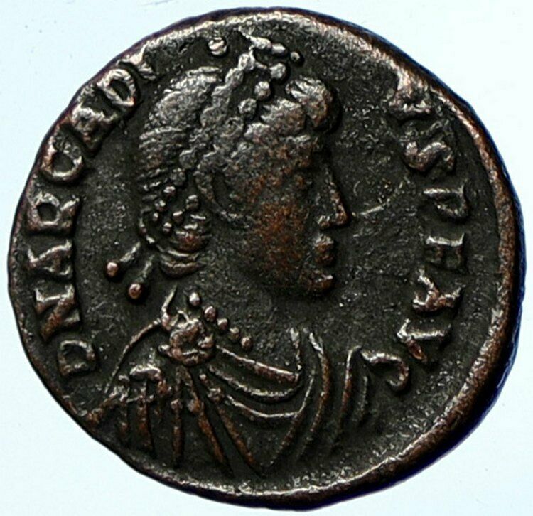 ARCADIUS Crowned by Victory CONSTANTINOPLE Authentic Ancient Roman Coin i100991