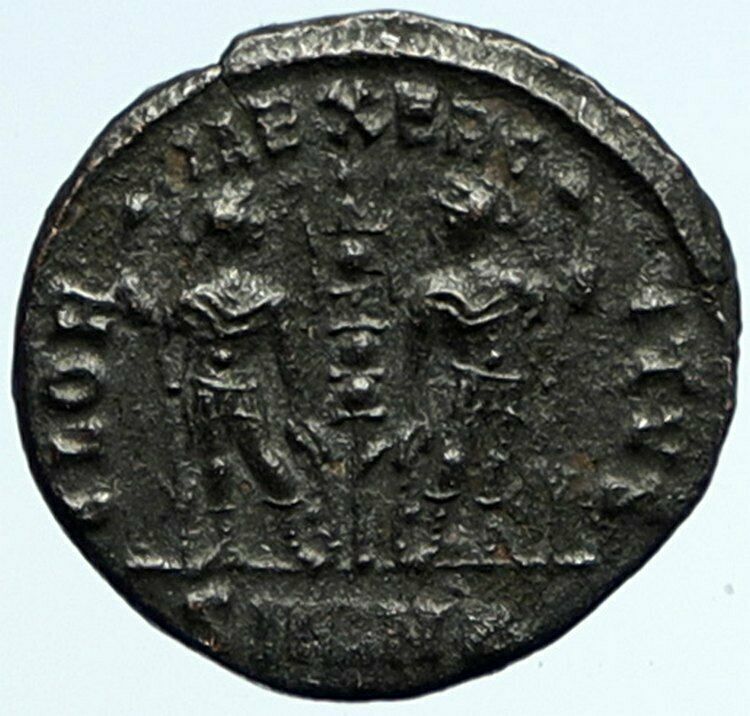 CONSTANTIUS II Authentic Ancient 337AD Roman Coin w LEGIONARY SOLDIERS i104479