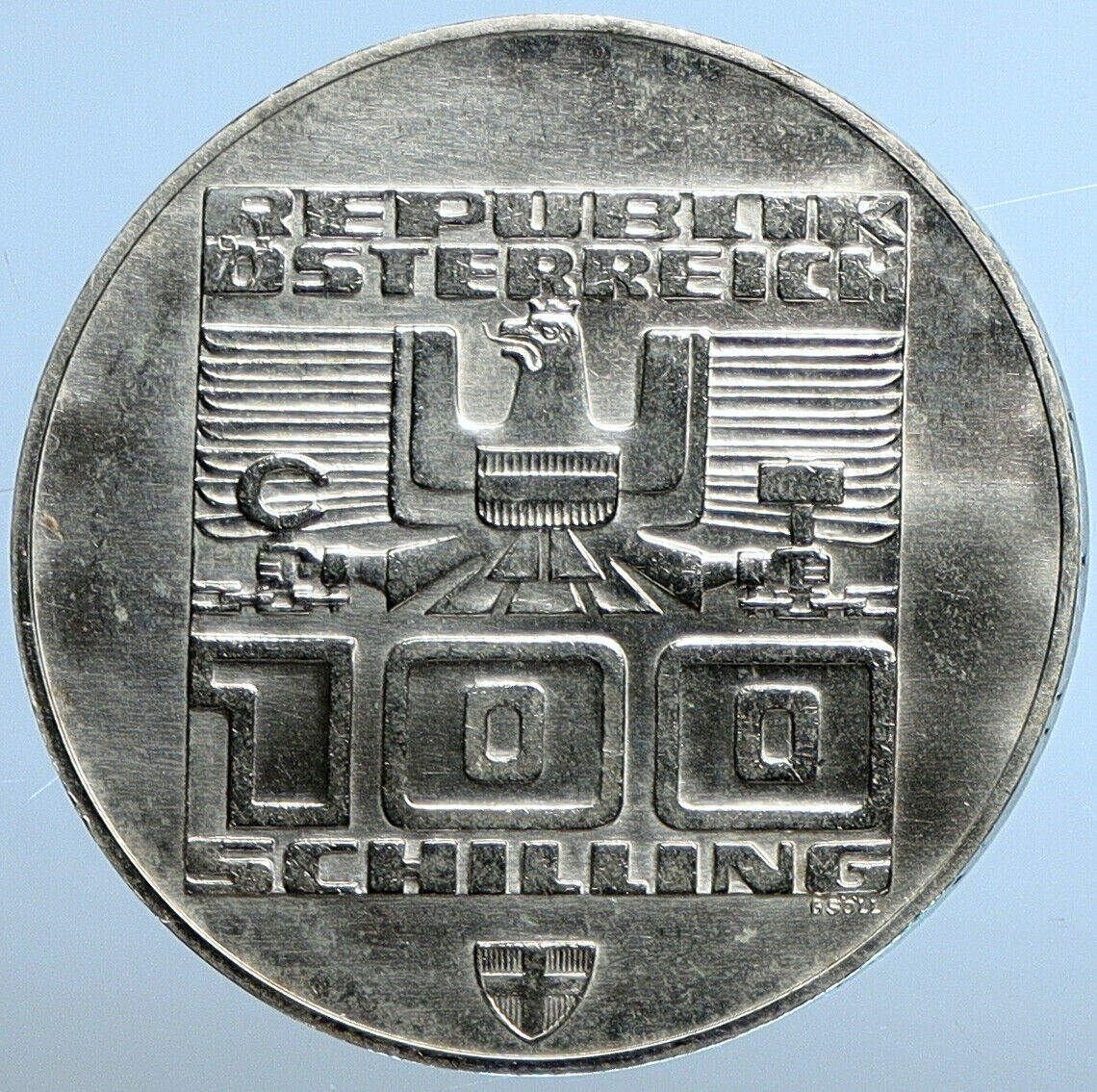 1976 Innsbruck WINTER Olympic Games AUSTRIA - SILVER 100 Schilling Coin i111211