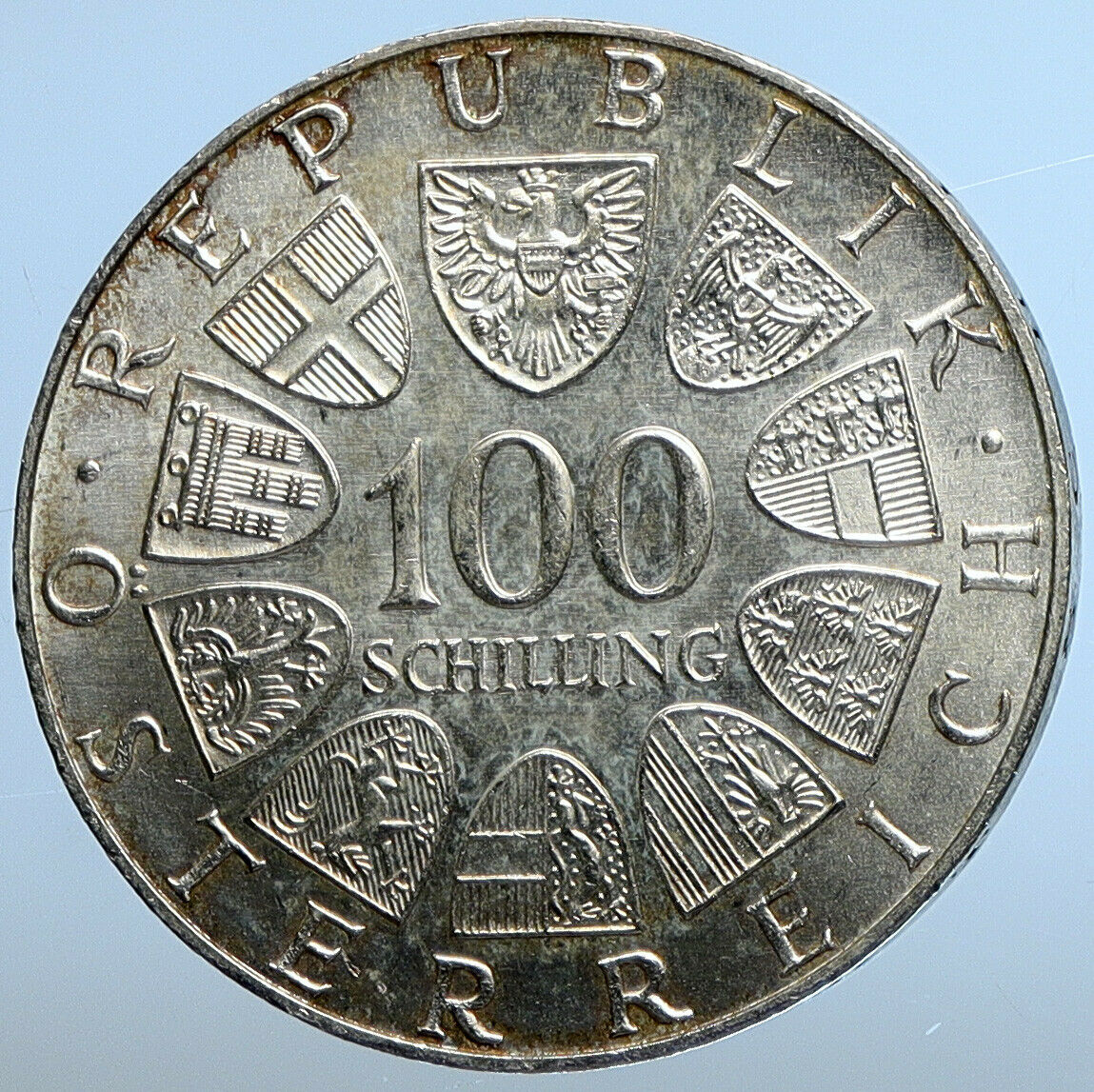 1976 AUSTRIA Innsbruck Winter OLYMPIC Games 100 Schilling Silver Coin i111210