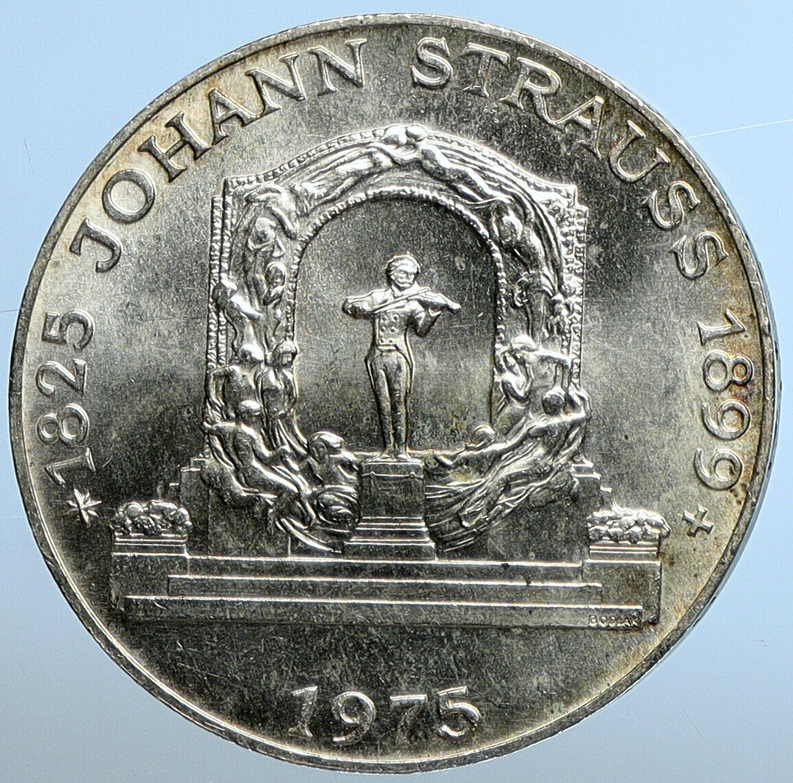 1975 AUSTRIA Johann Strauss Composer OLD Proof Silver 100 Shilling Coin i111208