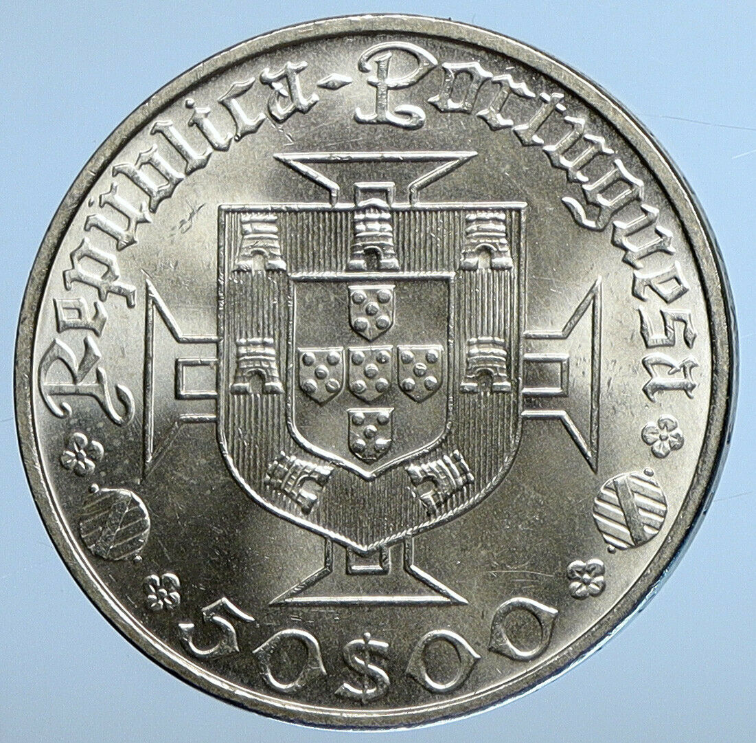 1969 PORTUGAL w VASCO DA GAMA Explorer VINTAGE BU Silver 50 Escudos Coin i111221