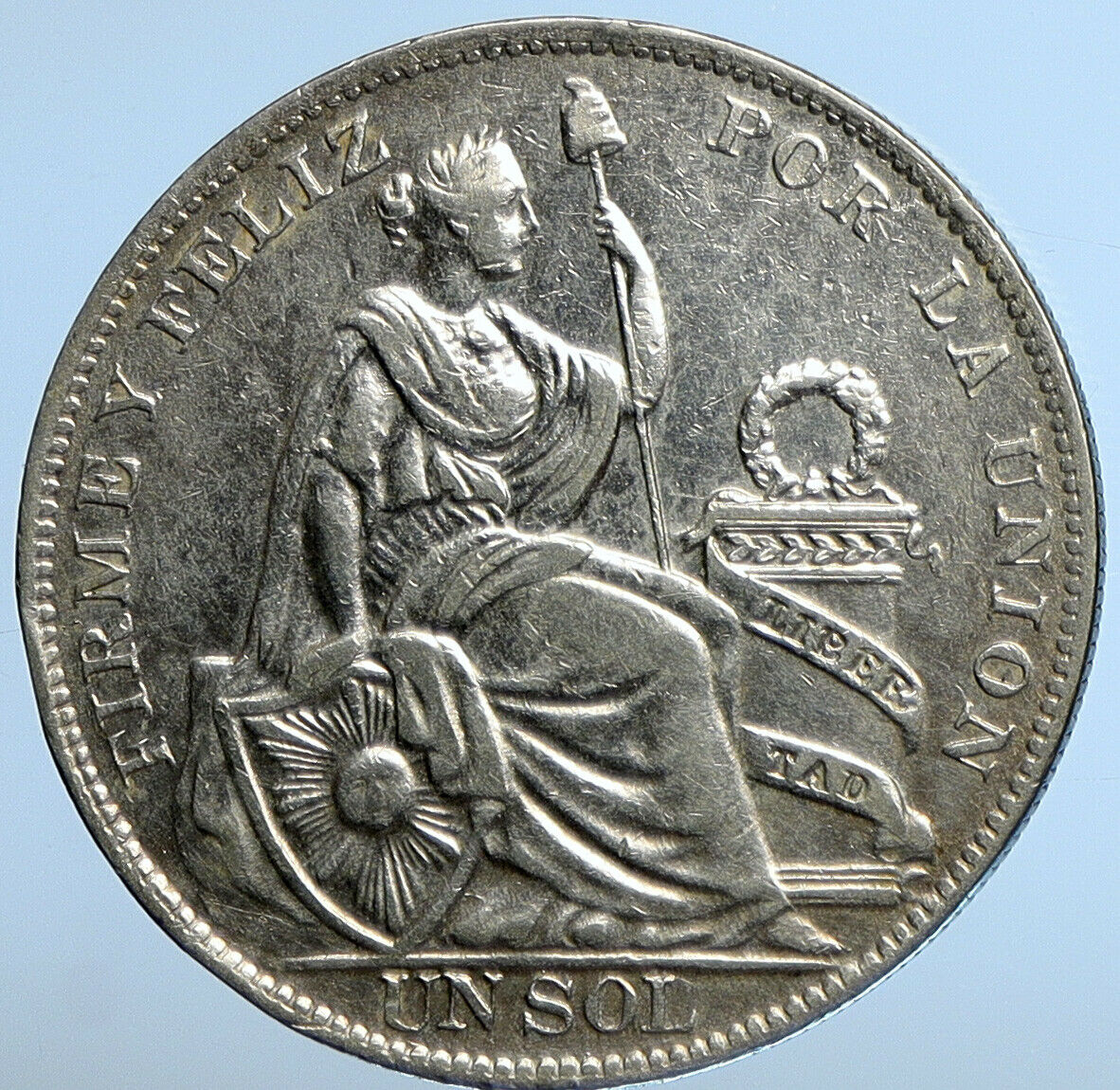 1934 PERU South America 1 SOL Antique BIG Original Silver Peruvian Coin i111236