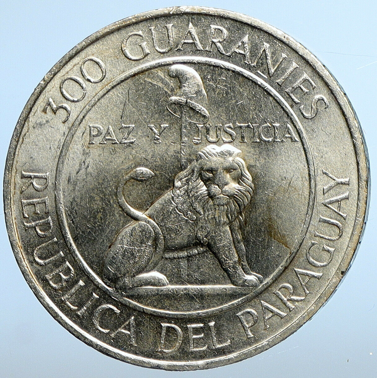 1973 PARAGUAY President Stroessner Genuine OLD Silver 300 Guaranies Coin i111238