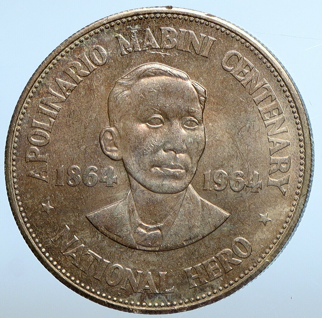 1964 PHILIPPINES Birth of HERO Apolinario Mabini OLD 1 Peso SILVER Coin i111239