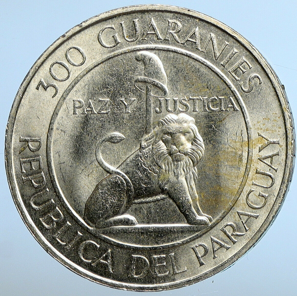 1973 PARAGUAY President Stroessner Genuine OLD Silver 300 Guaranies Coin i111237