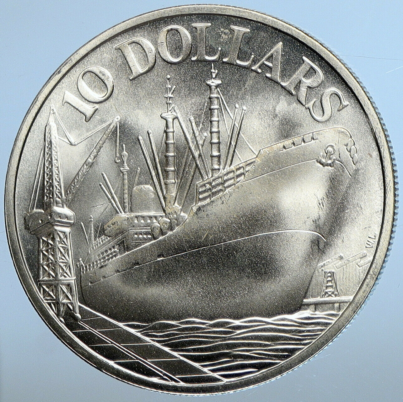 1976 SINGAPORE 10th Year Independence CARGO SHIP Silver 10 Dollars Coin i111256