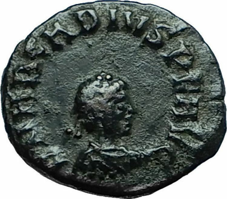 ARCADIUS Original 383AD Cyzicus Authentic Ancient Roman Coin VOT V Wreath i66190