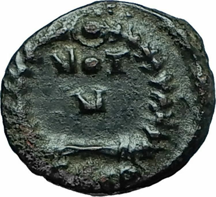 ARCADIUS Original 383AD Cyzicus Authentic Ancient Roman Coin VOT V Wreath i66190