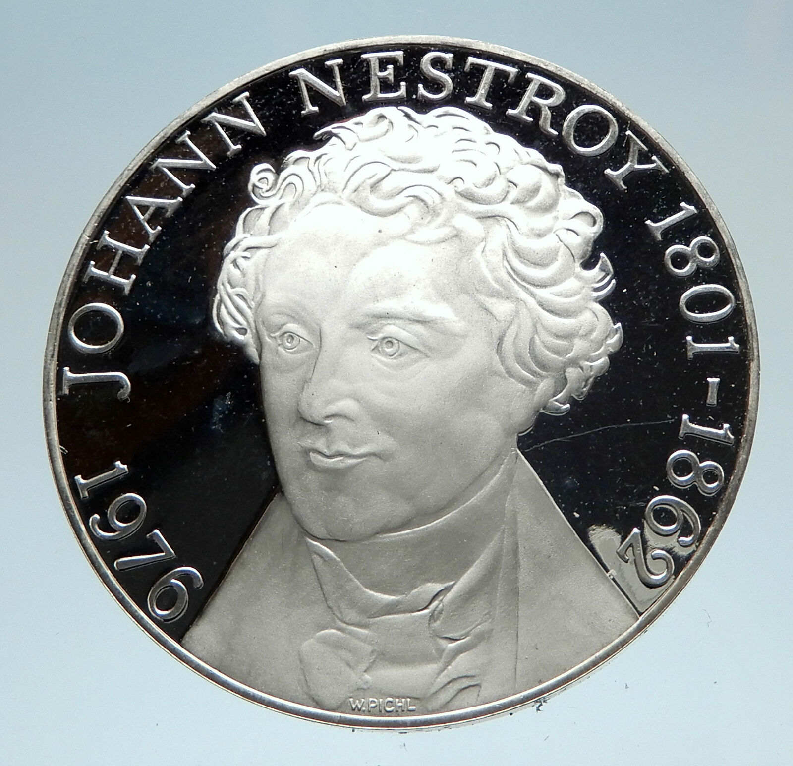 1976 AUSTRIA Musician Actor Johann Nestroy Big Silver 100 Schilling Coin i75209