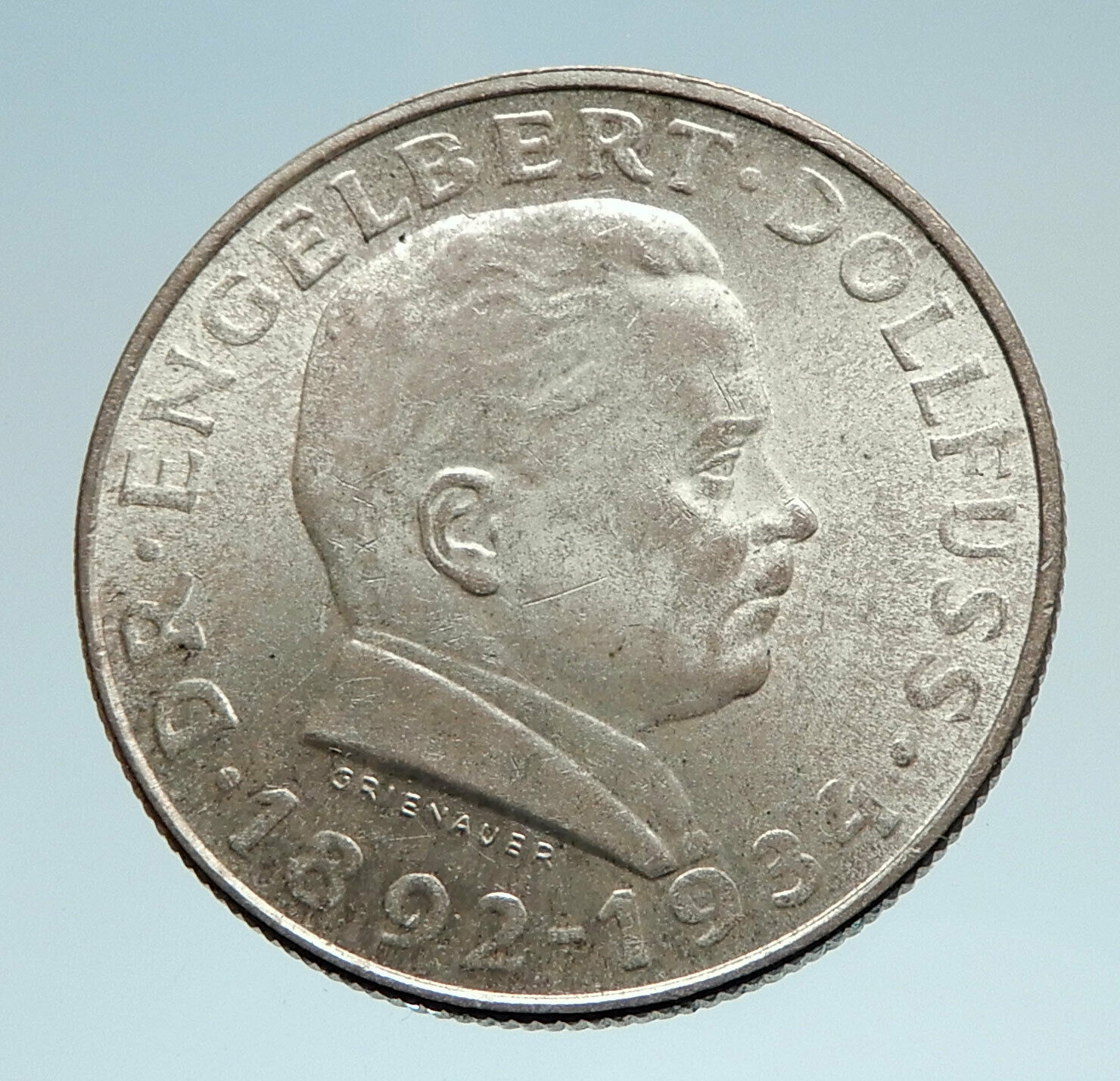 1934 AUSTRIA Hero Engelbert Dollfuss Eagle Genuine Silver 2 Shilling Coin i75227