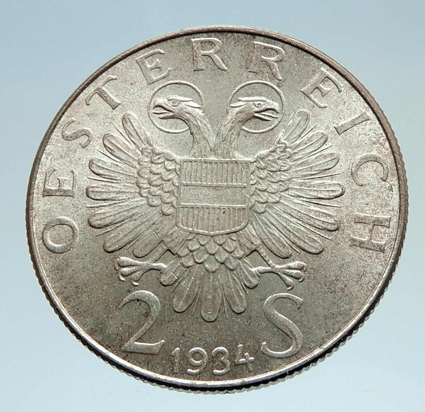 1934 AUSTRIA Hero Engelbert Dollfuss Eagle Genuine Silver 2 Shilling Coin i75227