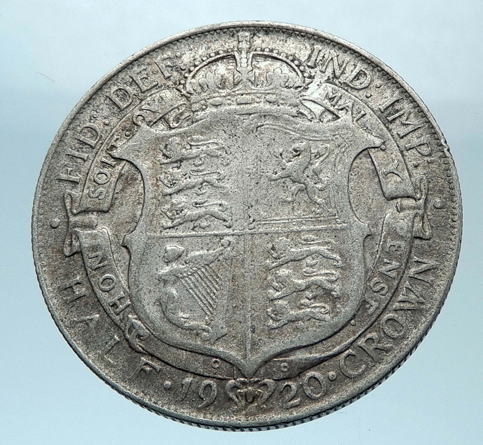 1920 Great Britain United Kingdom UK King GEORGE V Silver Half Crown Coin i77859