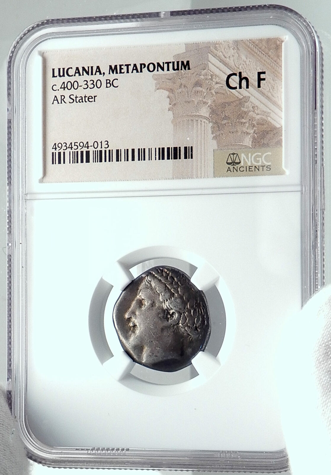 METAPONTION in LUCANIA Authentic Ancient 400BC Silver Greek Coin NGC i78003